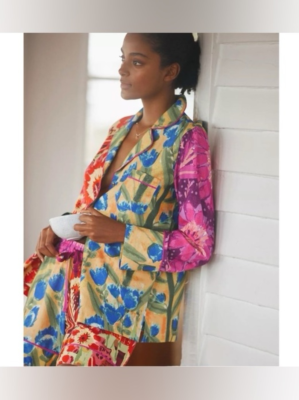 Anthropologie x Roeqiya Fris Garden Bloom flannel pajama top Vibrant Color Sz MP